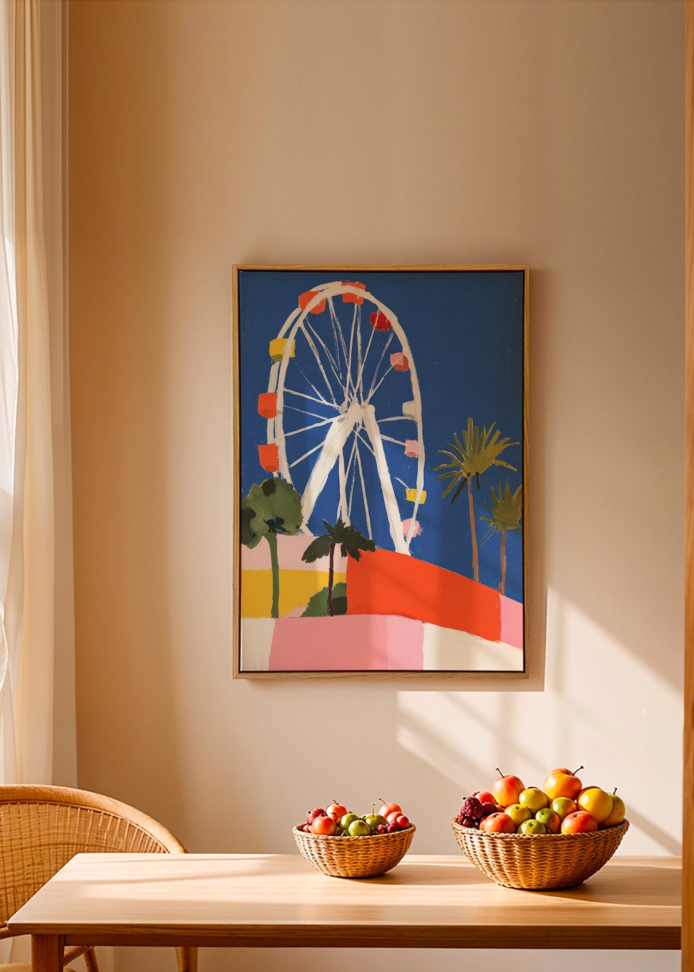 Stadtbild mit buntem Riesenrad