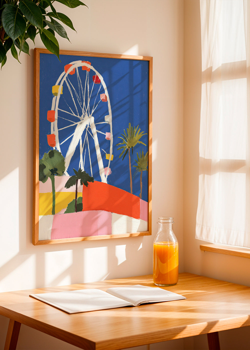 Stadtbild mit buntem Riesenrad