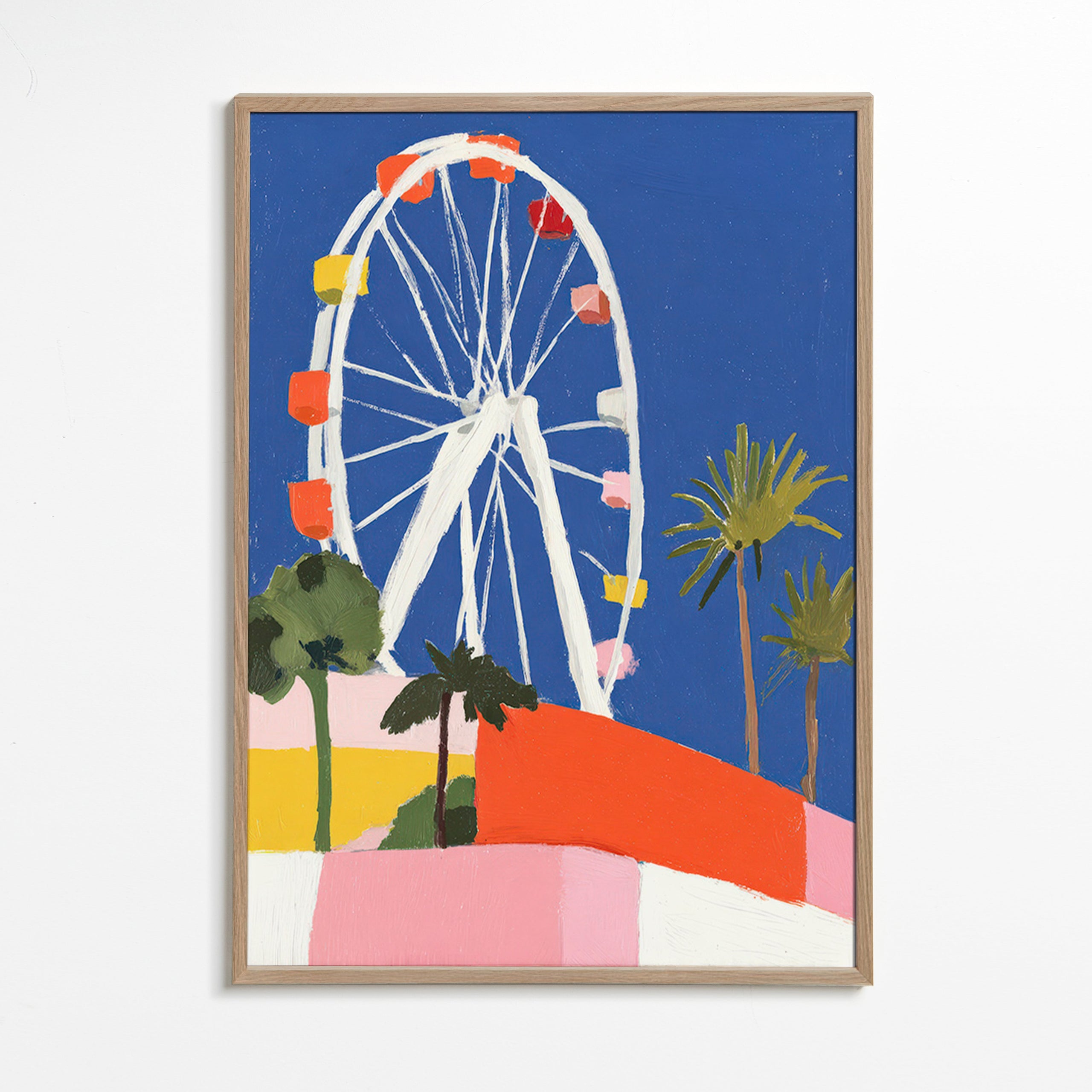 Stadtbild mit buntem Riesenrad