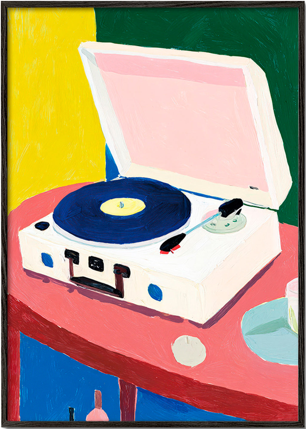 Illustration: Retro-Plattenspieler auf Tisch