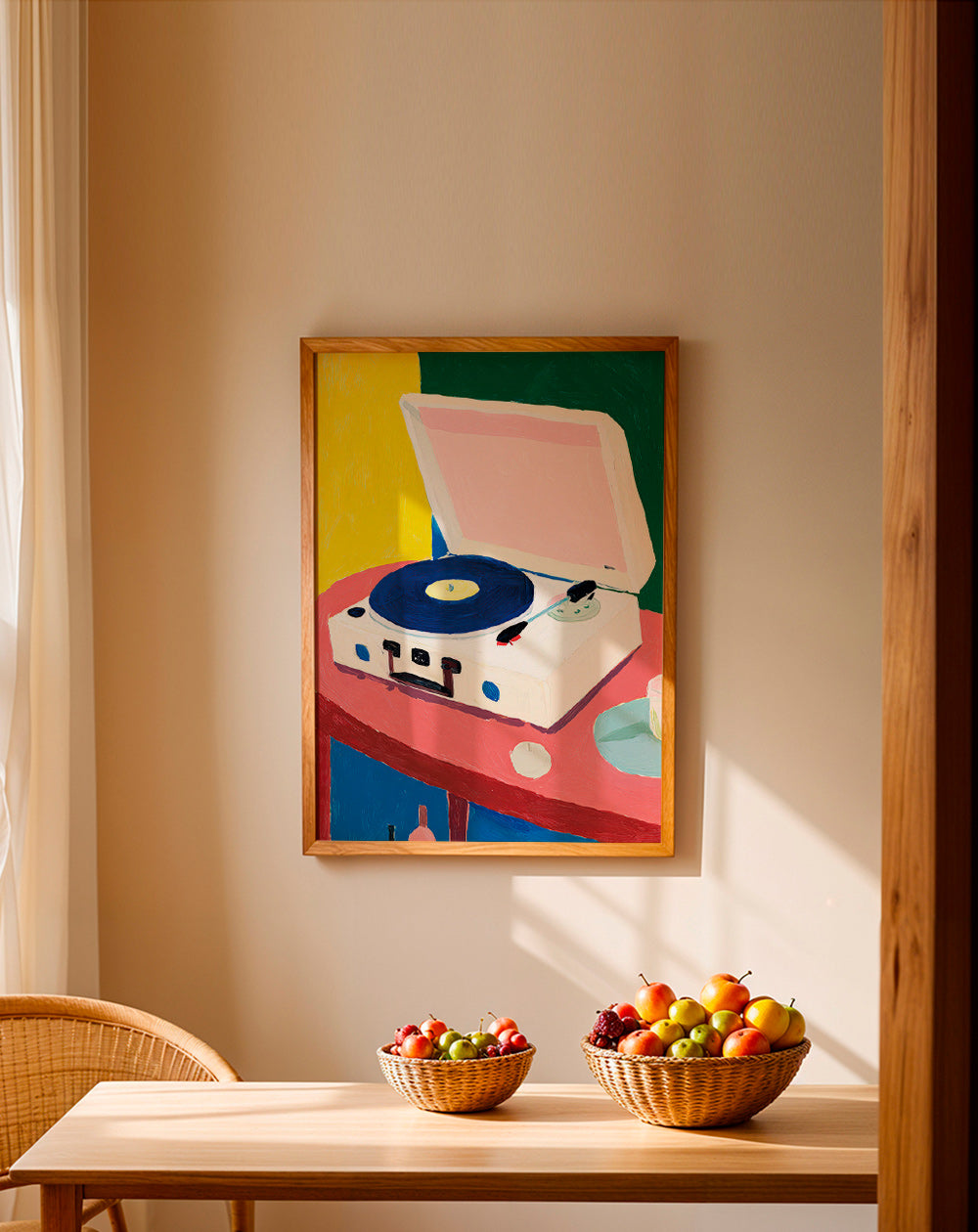 Illustration: Retro-Plattenspieler auf Tisch
