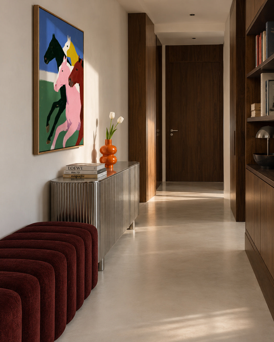 Running Horses - Framed canvas in an interior