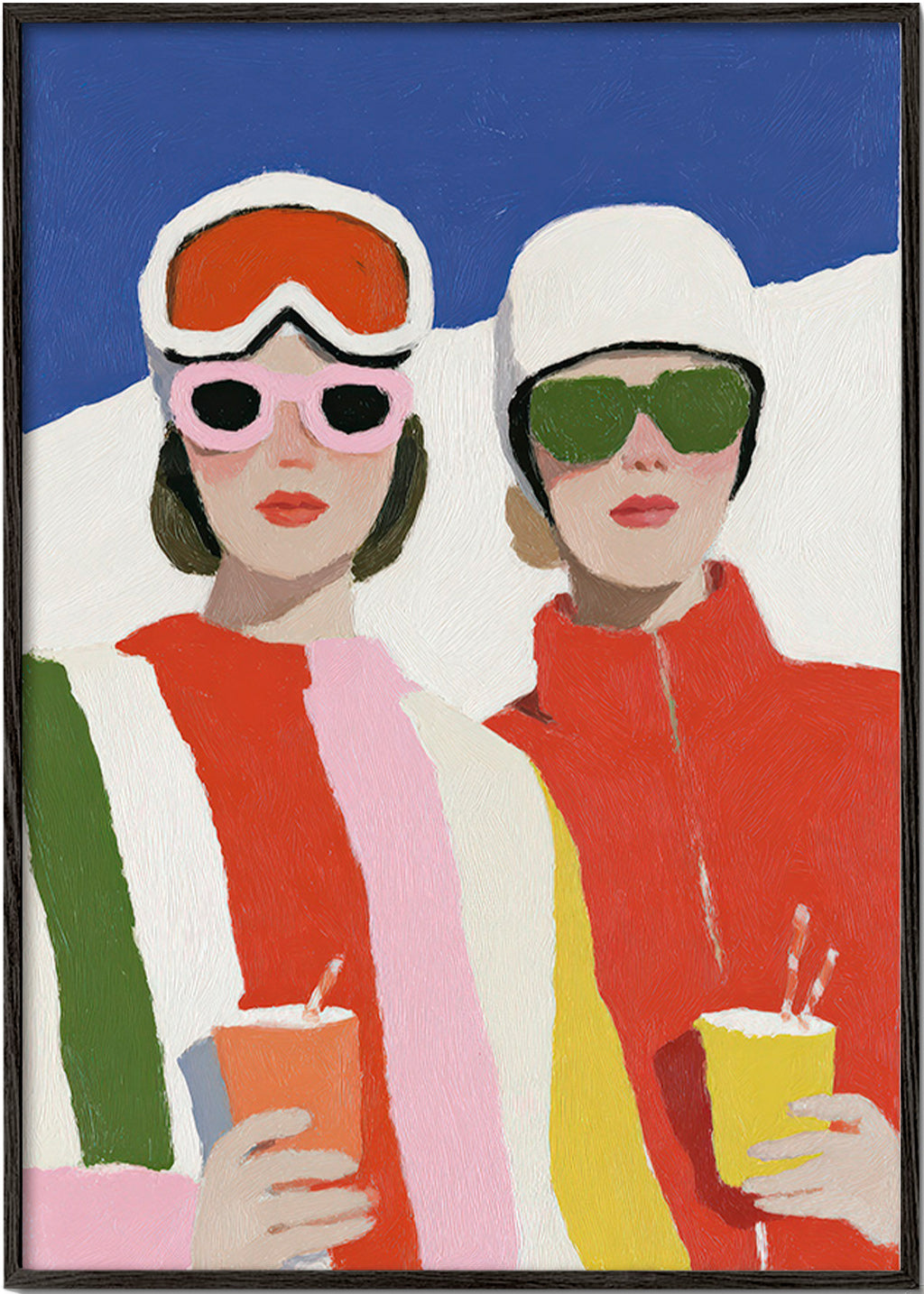 Illustration: Après-Ski-Duo im Retro-Stil