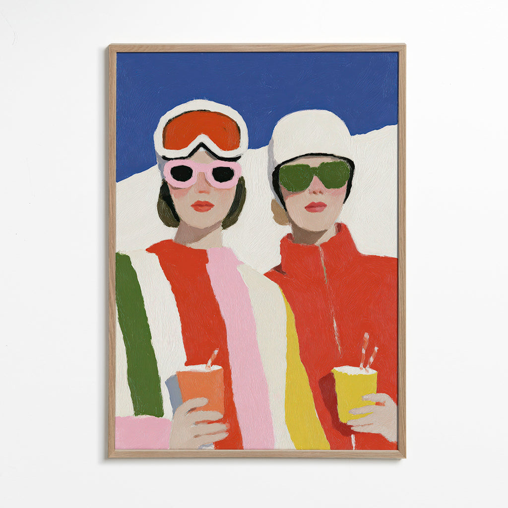 Illustration: Après-Ski-Duo im Retro-Stil