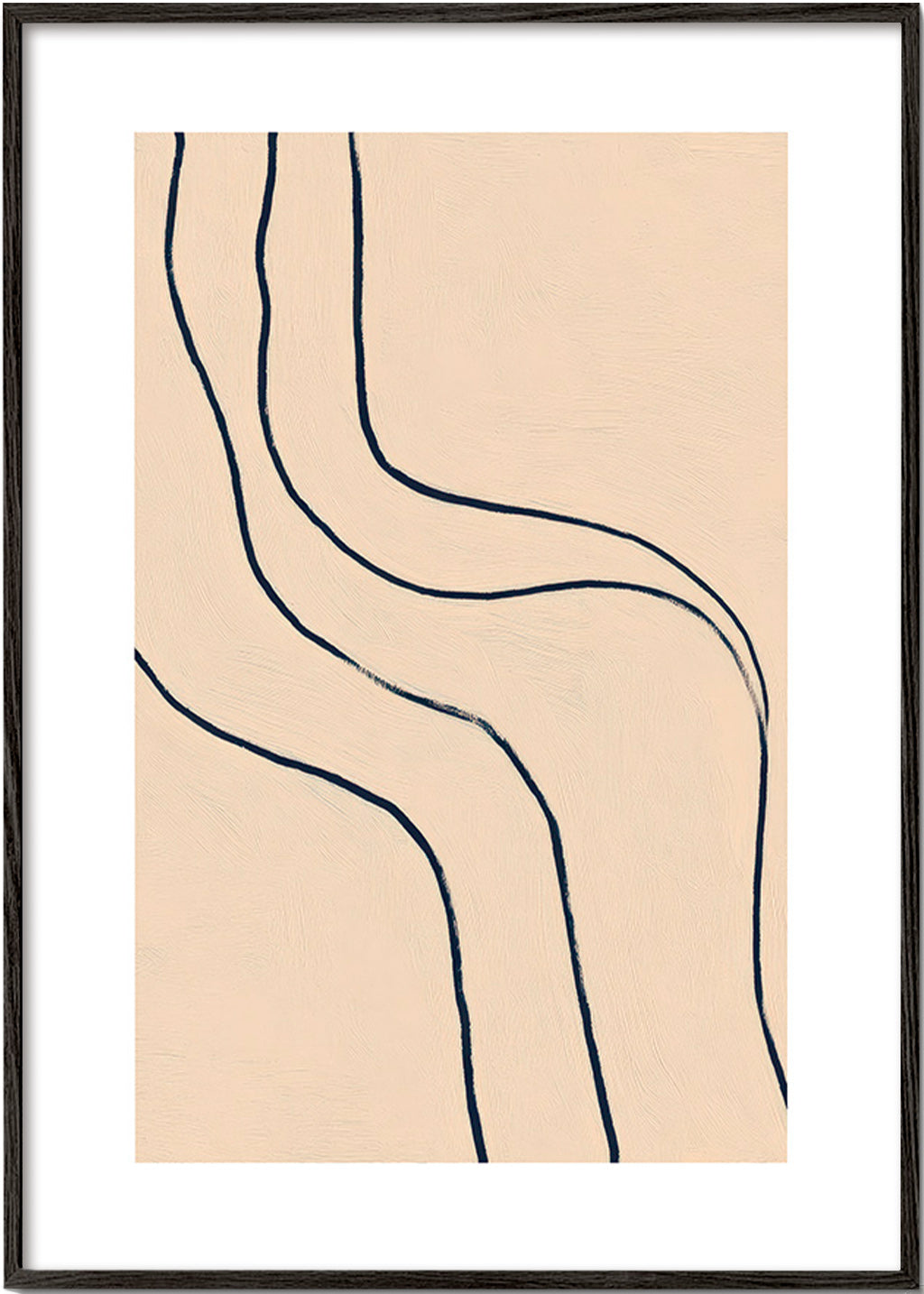 Minimalistisches Bild mit fließenden Linien auf Beige