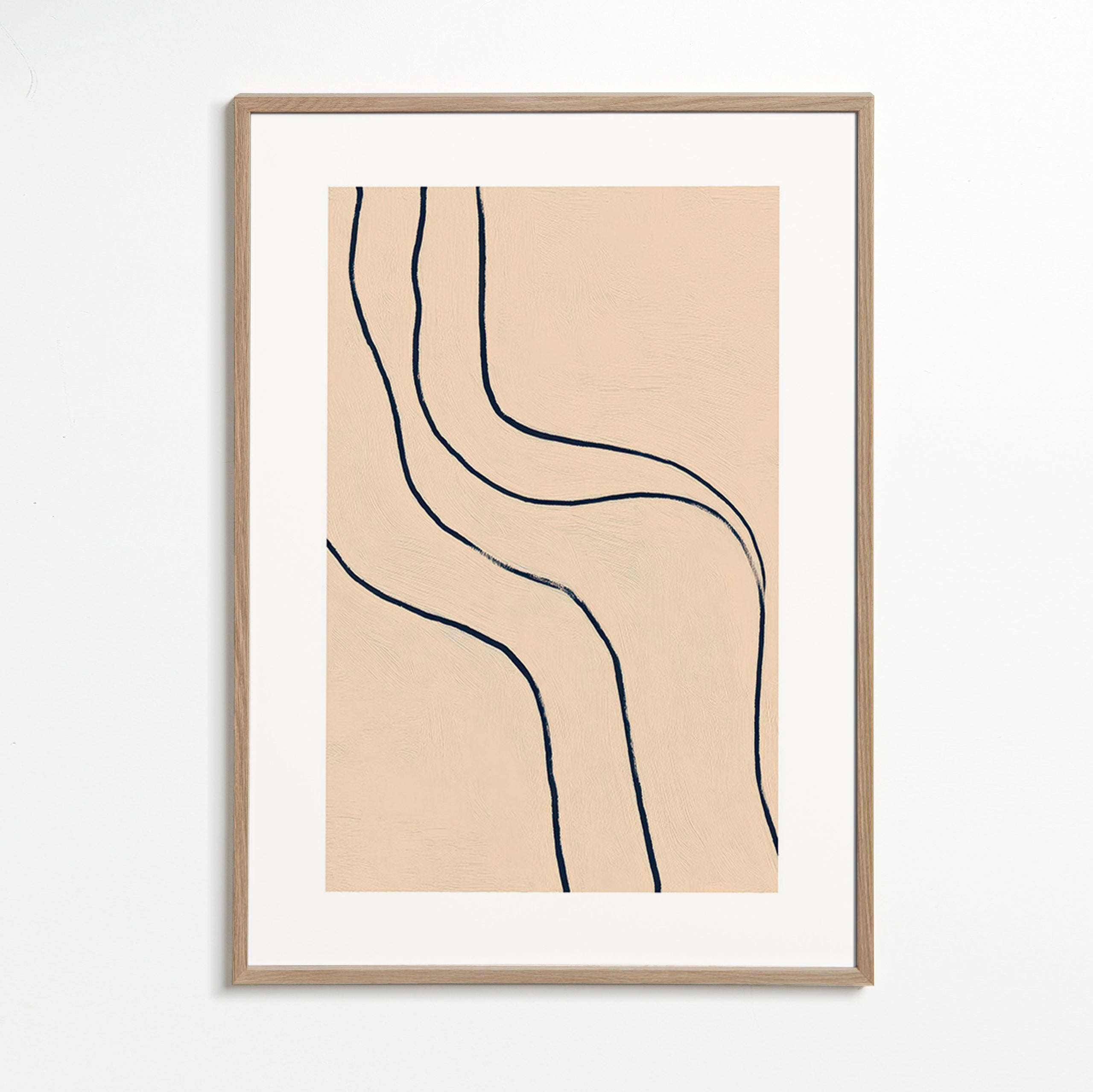 Minimalistisches Bild mit fließenden Linien auf Beige