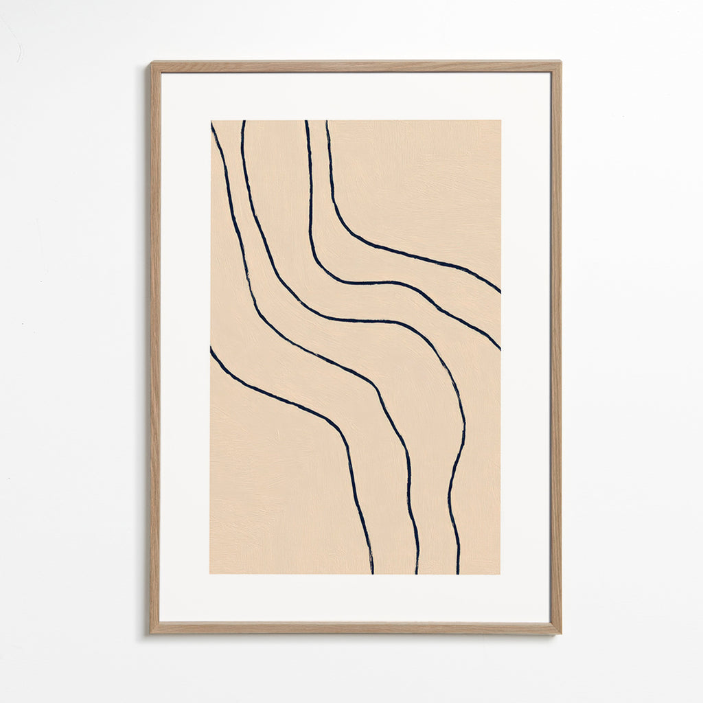 Minimalistisches Bild mit organischen Linien in Beige