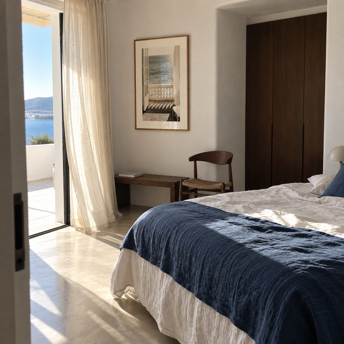 Sea Balcony - Framed poster in an interior