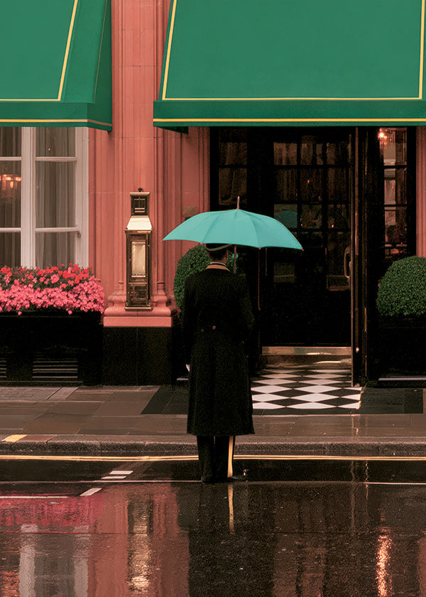 Stadtfotografie: Gestalt mit Regenschirm und Spiegelungen