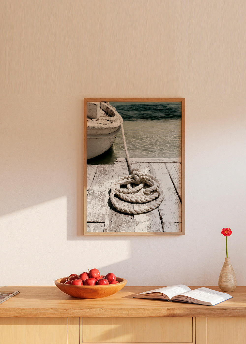 Fotografie Steg mit Seil im Vordergrund