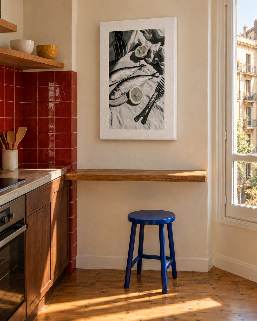 Citrus Lunch - Unframed canvas in an interior