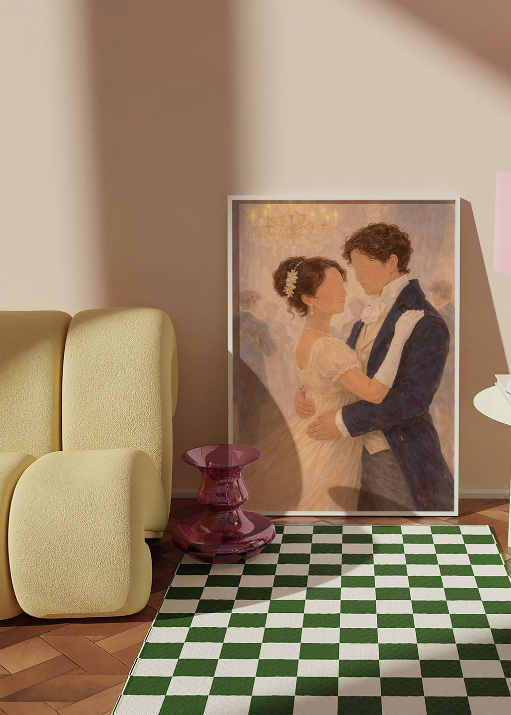 Illustration: romantischer Tanz im historischen Saal